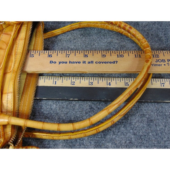 Dooney Bourke Purse Small East West Top Zip Yellow Crocodile Leather Bag FLAW - Picture 16 of 16